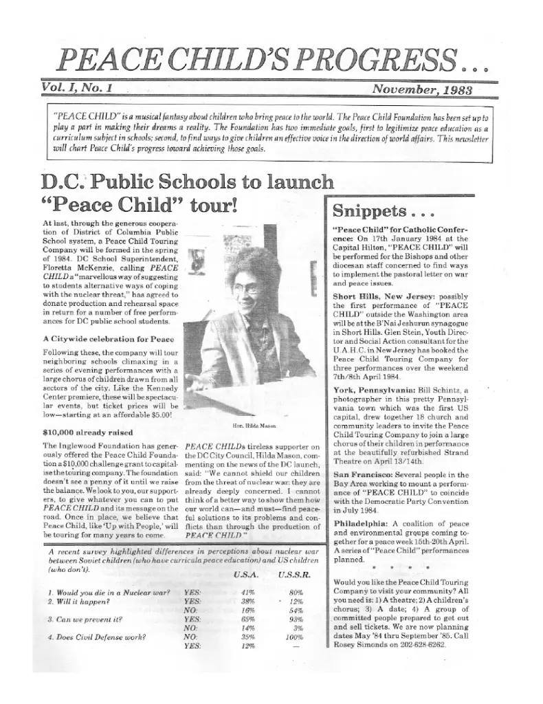 Peace Child Newsletter Nov 1983