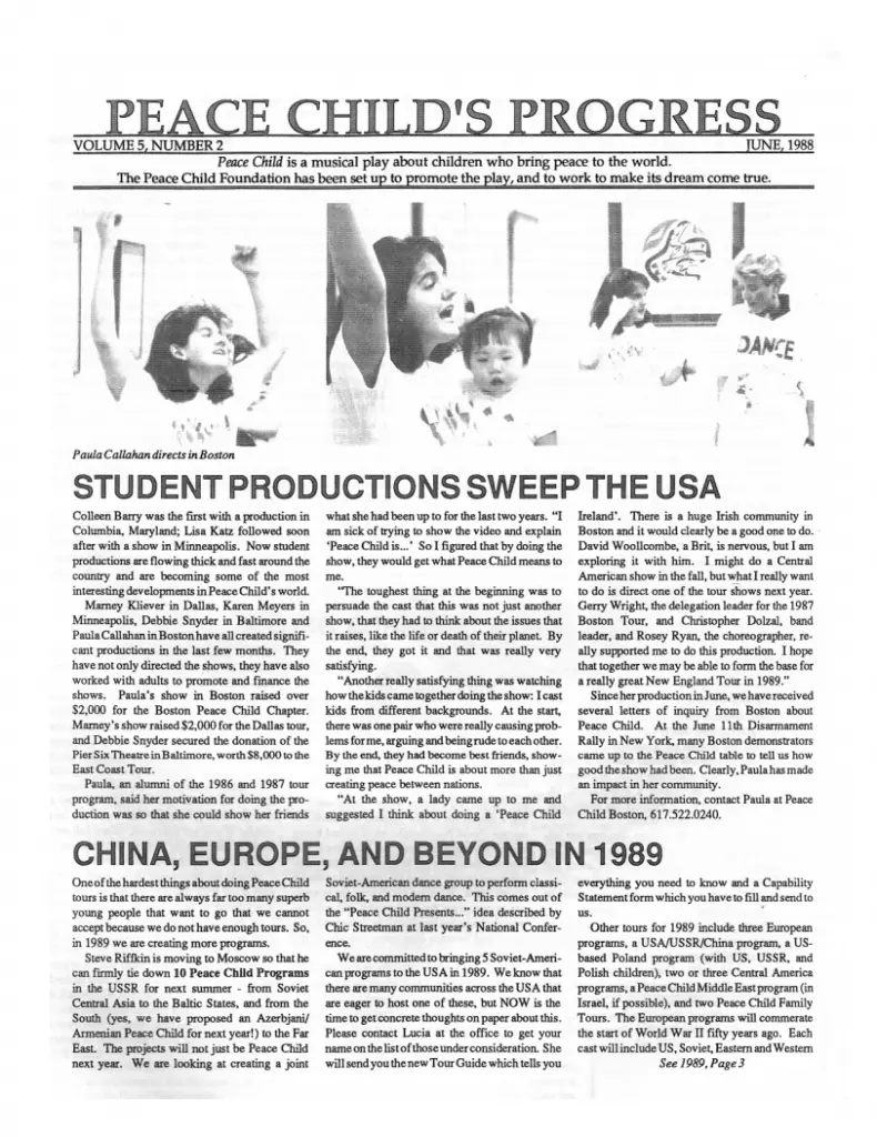 Peace Child Newsletter June 1988