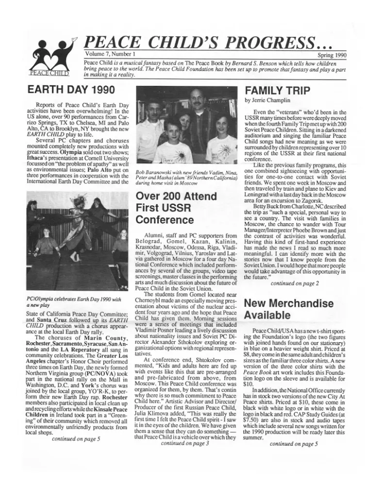 Peace Child Newsletter Spring 1990