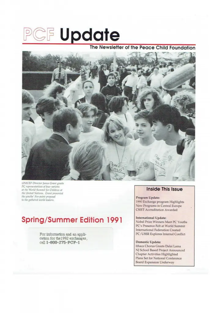 Peace Child Newsletter Spring 1991