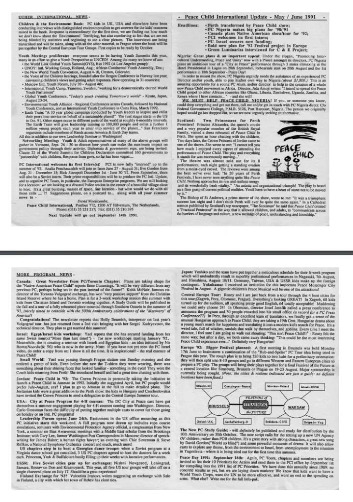 Peace Child Newsletter May 1991