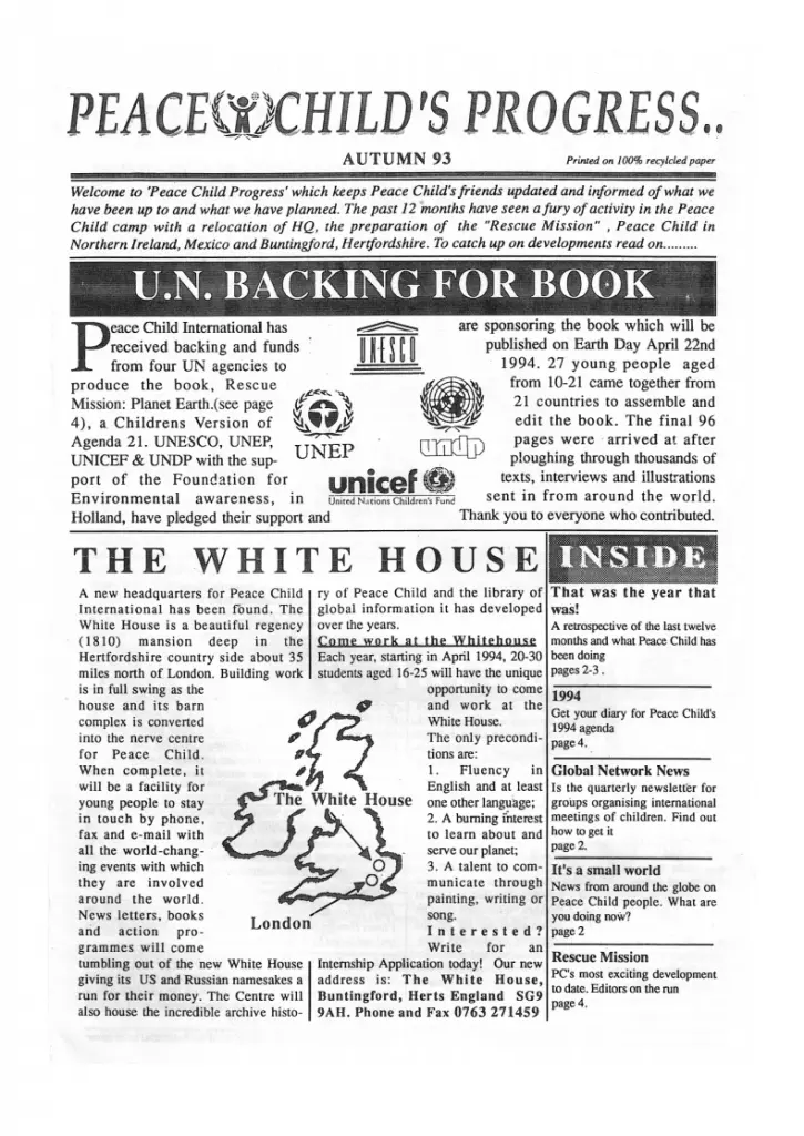 Peace Child Newsletter Autumn 1993
