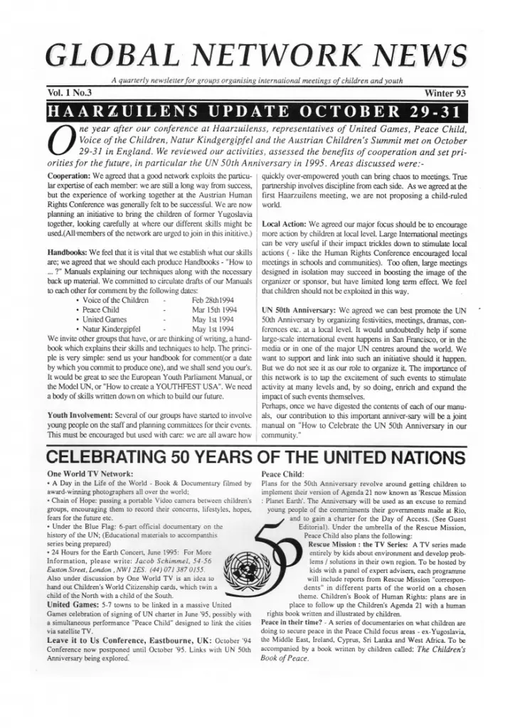 Peace Child Newsletter Winter 1993