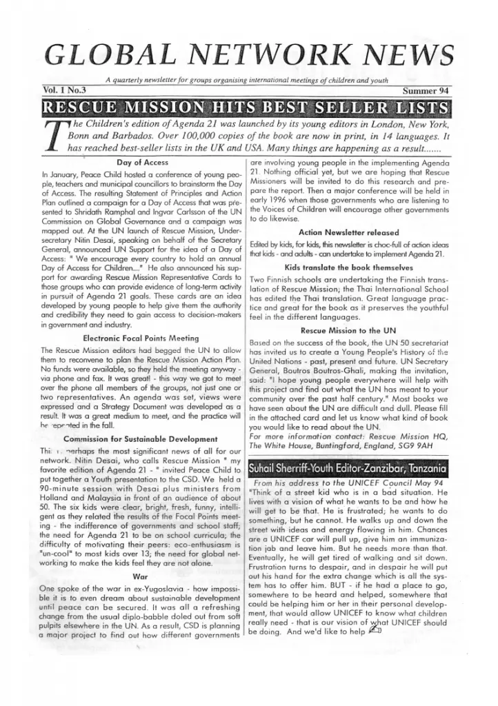 Peace Child Newsletter Summer 1994