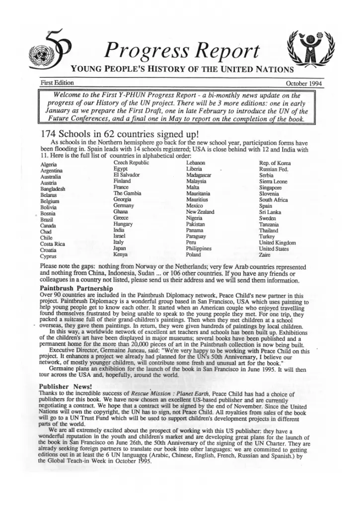 Peace Child Newsletter Oct 1994